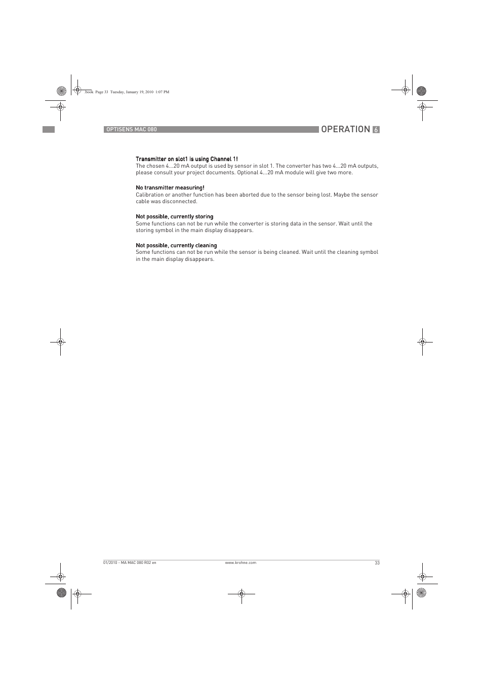 Operation | KROHNE OPTISENS MAC 080 EN User Manual | Page 33 / 56