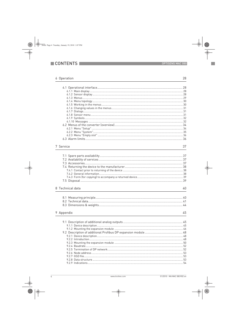 KROHNE OPTISENS MAC 080 EN User Manual | Page 4 / 56
