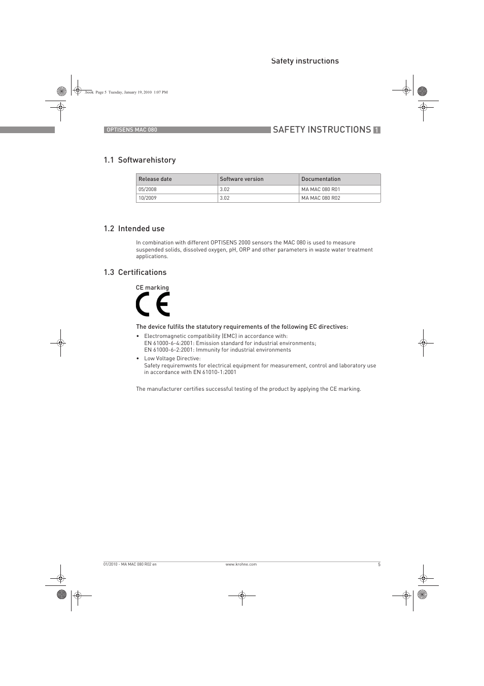 Safety instructions, 3 certifications | KROHNE OPTISENS MAC 080 EN User Manual | Page 5 / 56