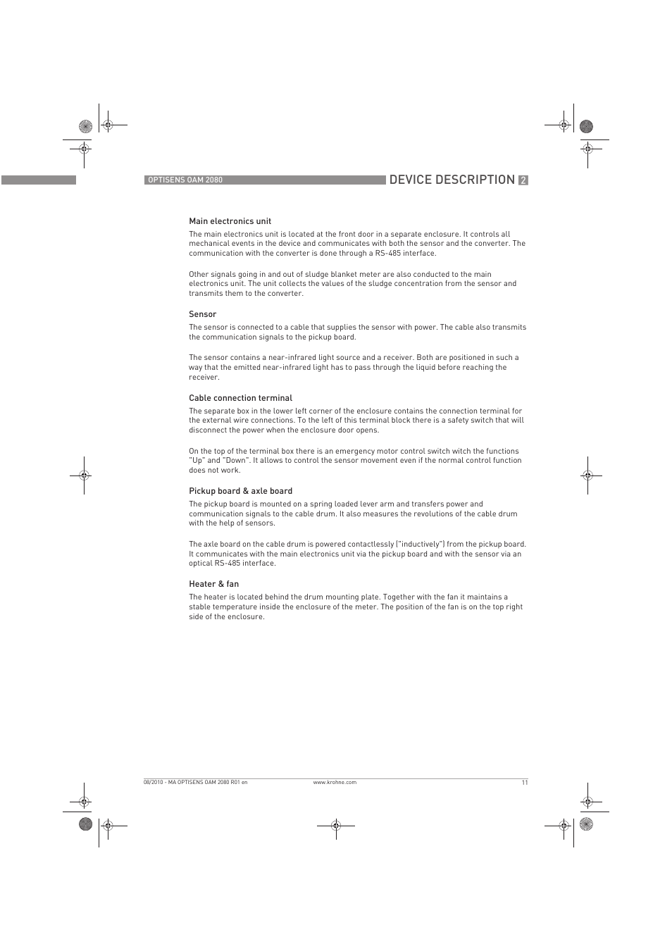 Device description | KROHNE OPTISENS OAM 2080 EN User Manual | Page 11 / 44