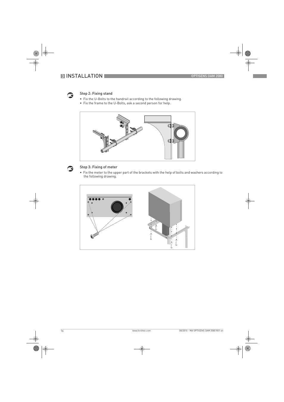 Installation | KROHNE OPTISENS OAM 2080 EN User Manual | Page 16 / 44