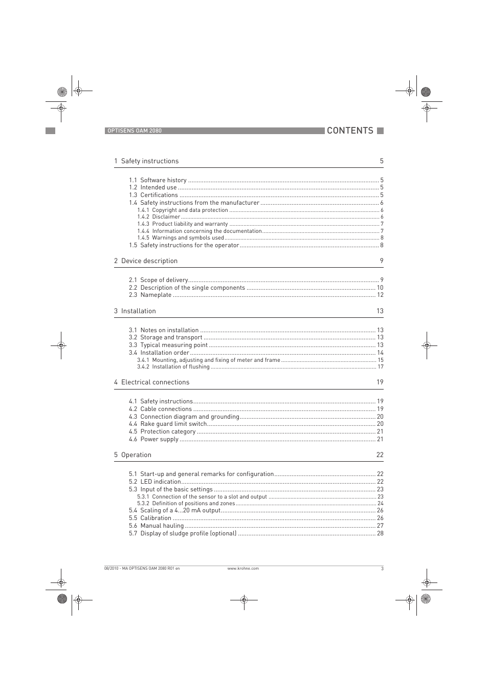 KROHNE OPTISENS OAM 2080 EN User Manual | Page 3 / 44