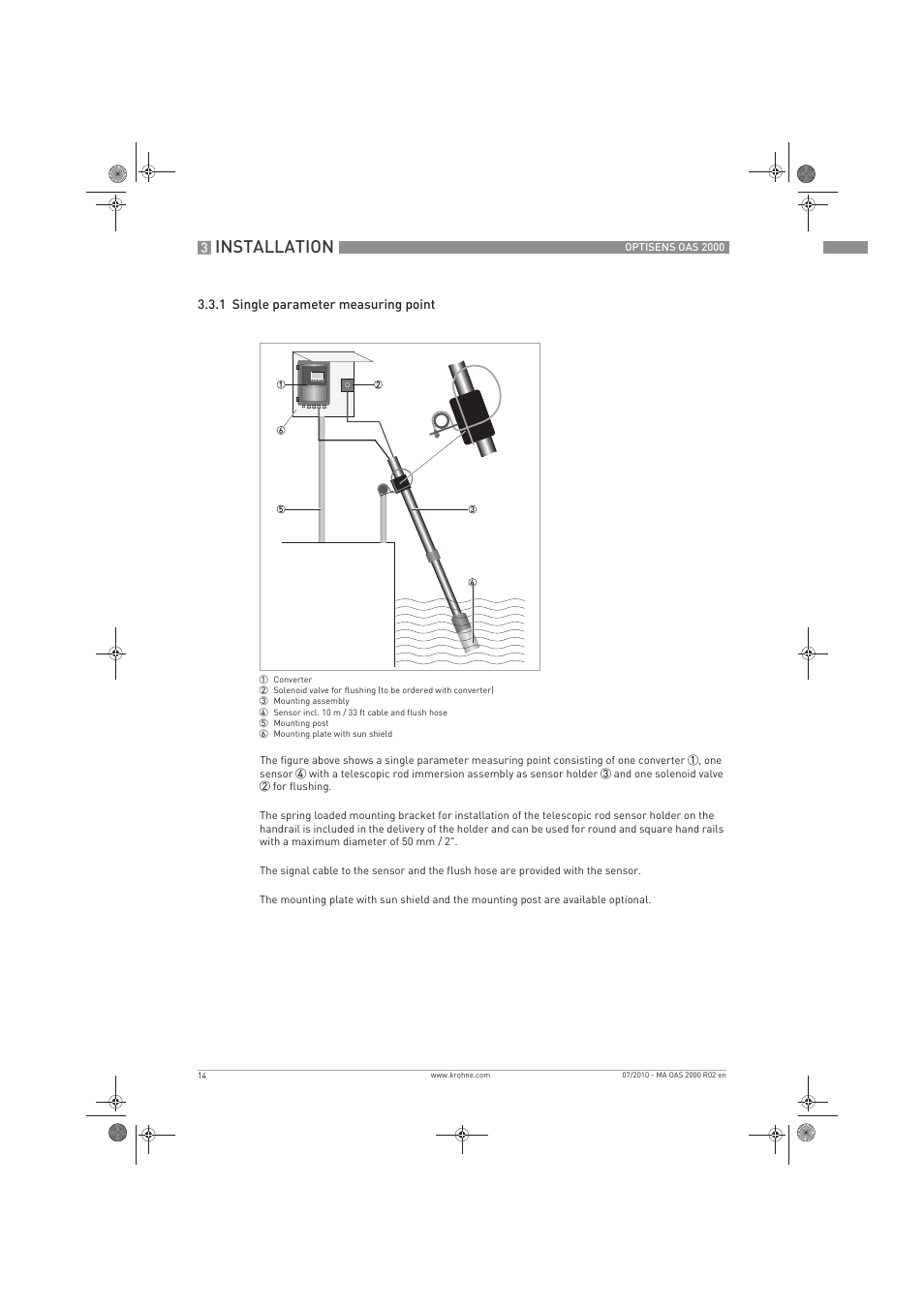 Installation | KROHNE OPTISENS OAS 2000 EN User Manual | Page 14 / 48