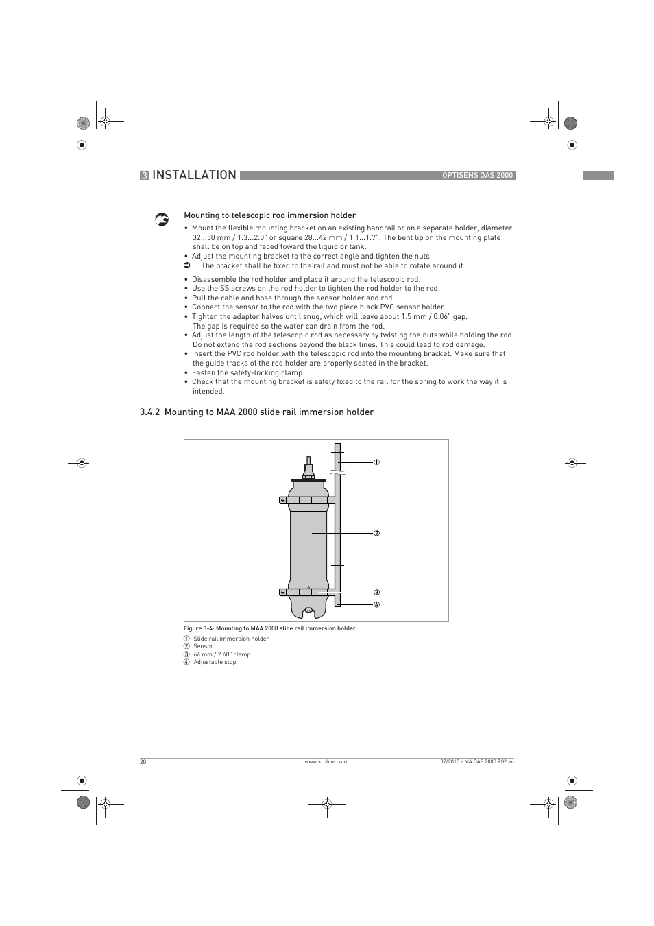 Installation | KROHNE OPTISENS OAS 2000 EN User Manual | Page 20 / 48