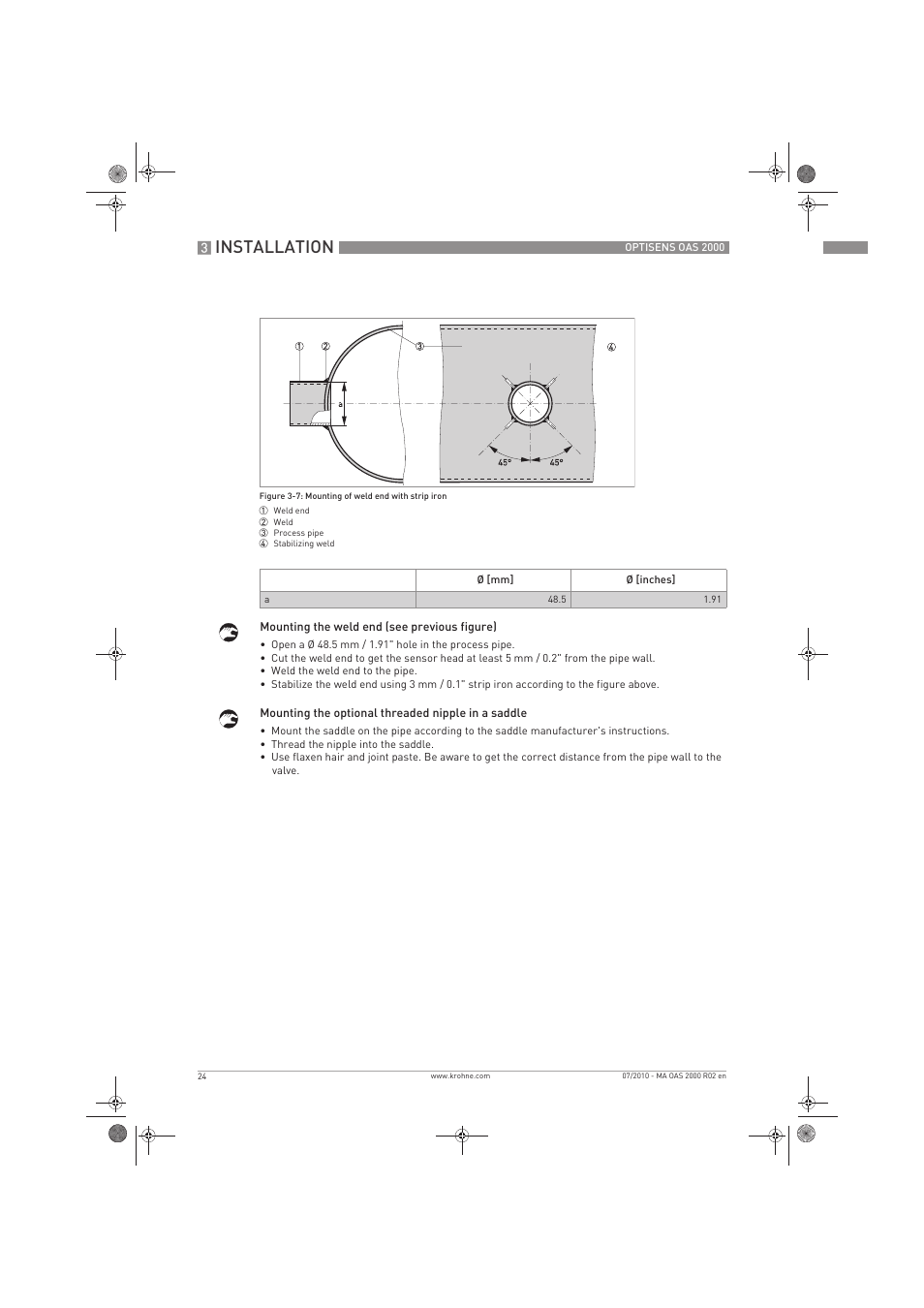 Installation | KROHNE OPTISENS OAS 2000 EN User Manual | Page 24 / 48