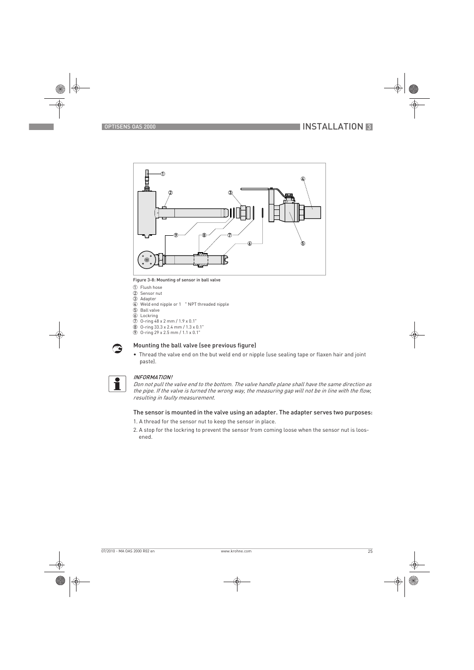 Installation | KROHNE OPTISENS OAS 2000 EN User Manual | Page 25 / 48