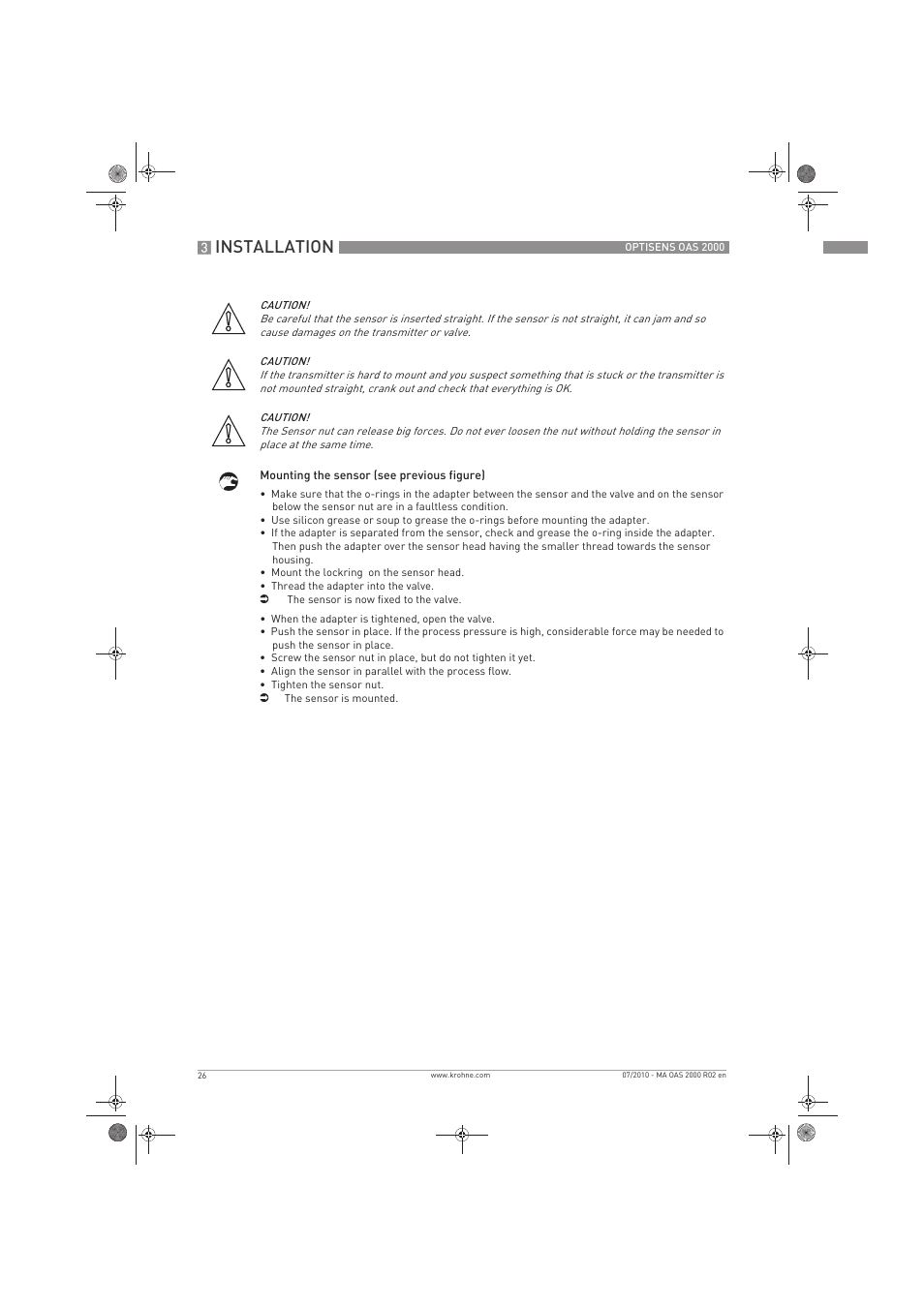 Installation | KROHNE OPTISENS OAS 2000 EN User Manual | Page 26 / 48