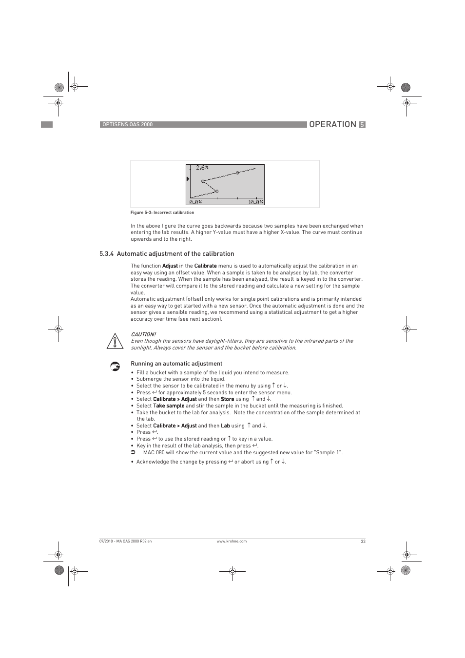 Operation | KROHNE OPTISENS OAS 2000 EN User Manual | Page 33 / 48