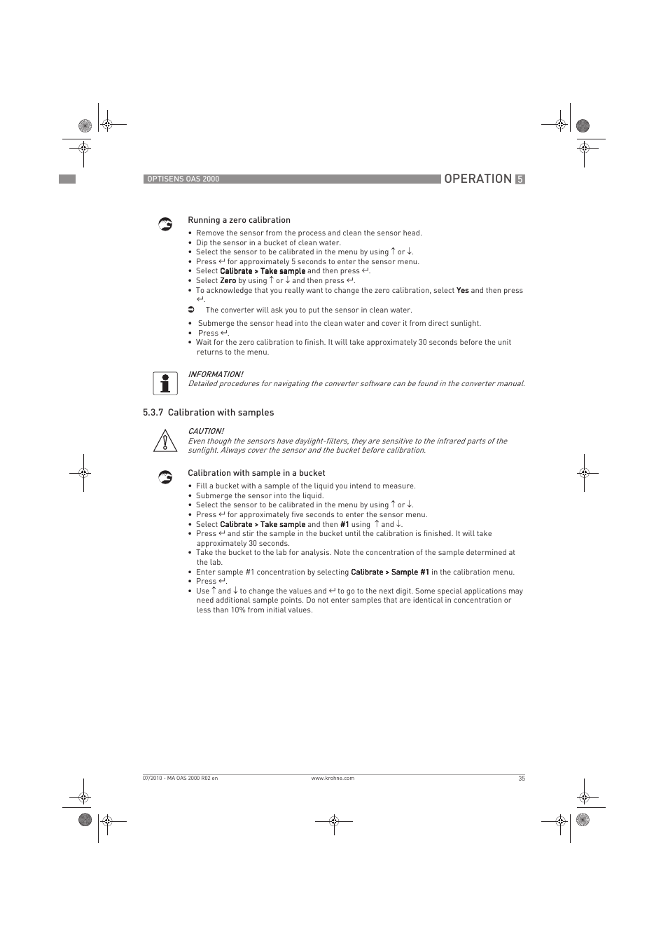 Operation | KROHNE OPTISENS OAS 2000 EN User Manual | Page 35 / 48