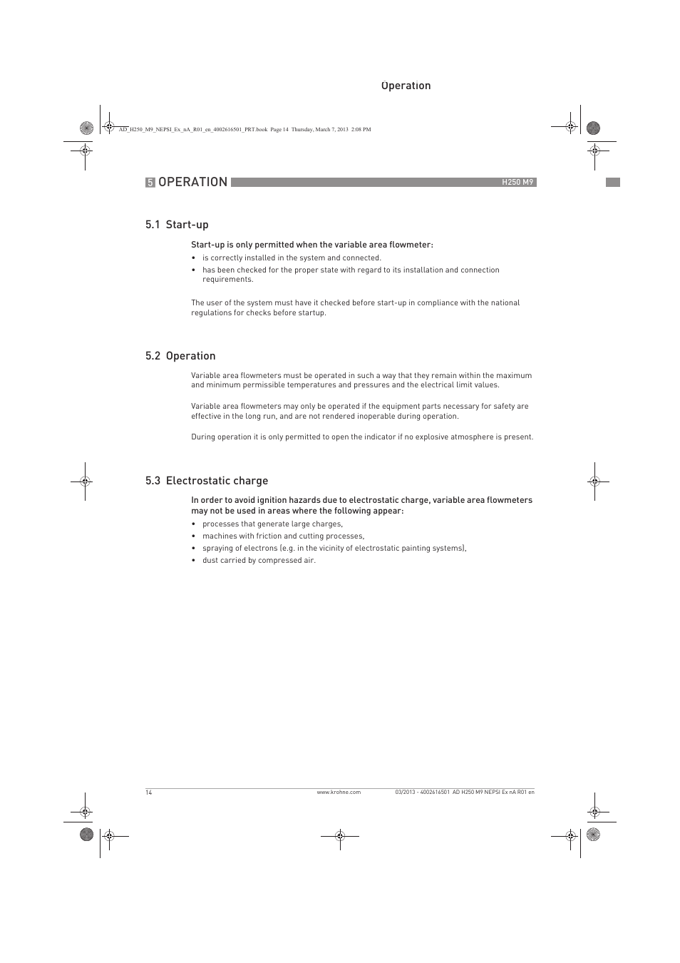 Operation | KROHNE H250 M9 NEPSI Ex nA User Manual | Page 14 / 20