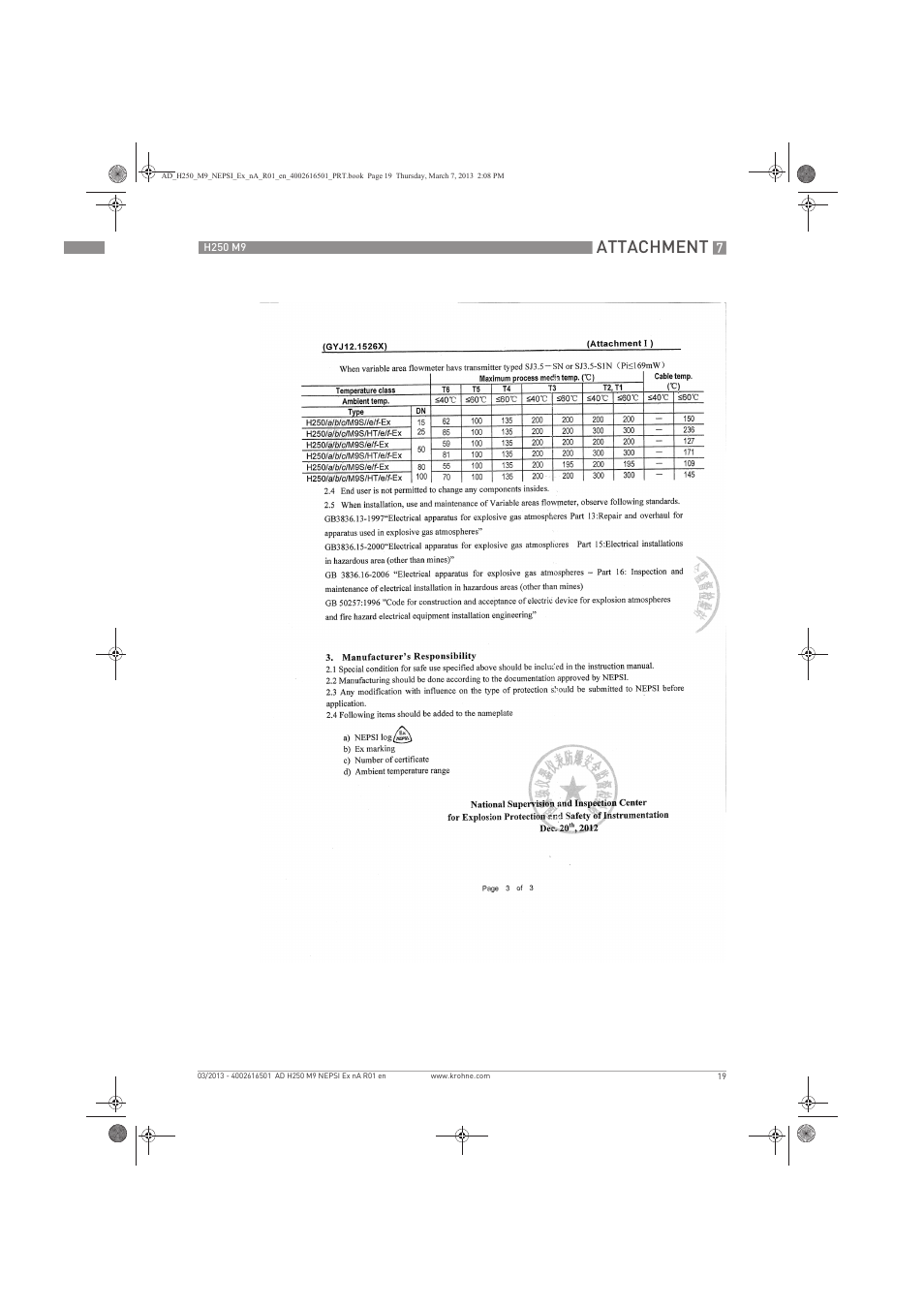 Attachment | KROHNE H250 M9 NEPSI Ex nA User Manual | Page 19 / 20