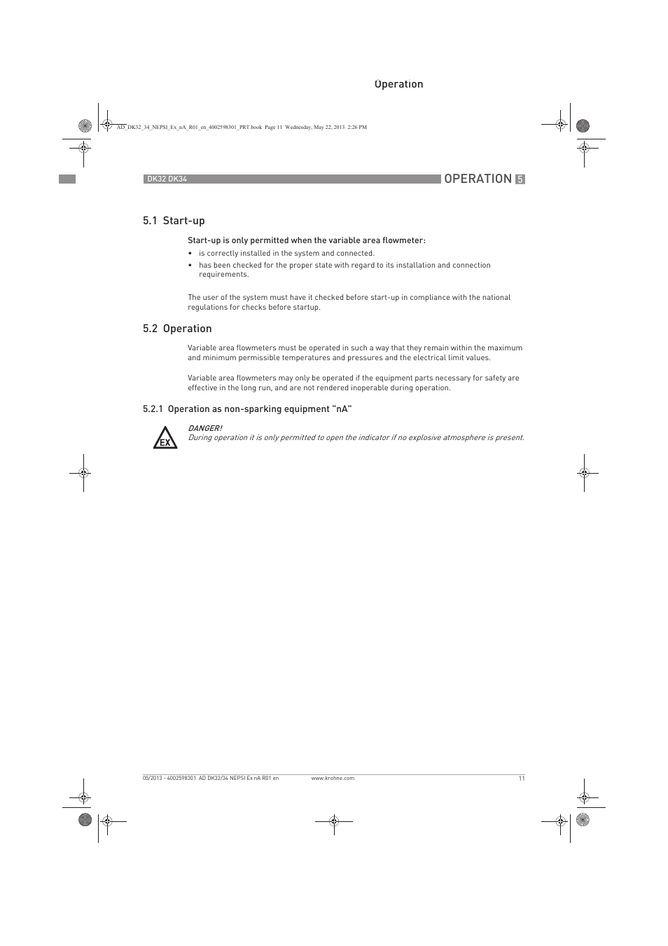 Operation | KROHNE DK 32-DK 34 NEPSI Ex nA User Manual | Page 11 / 16