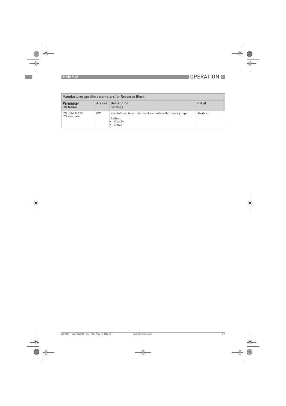 Operation | KROHNE H250 M40 FOUNDATION FIELDBUS User Manual | Page 29 / 76