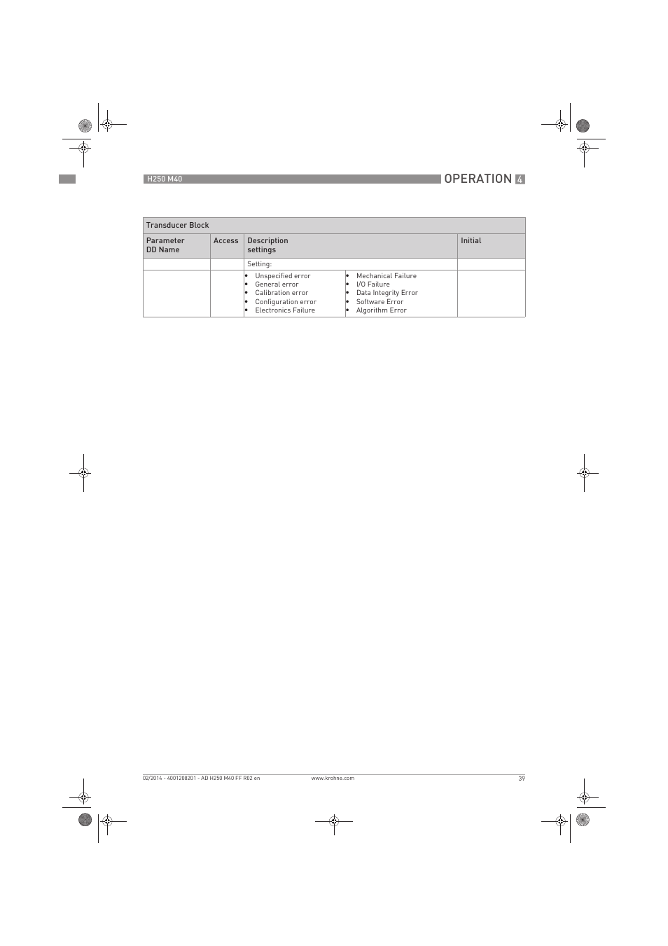 Operation | KROHNE H250 M40 FOUNDATION FIELDBUS User Manual | Page 39 / 76