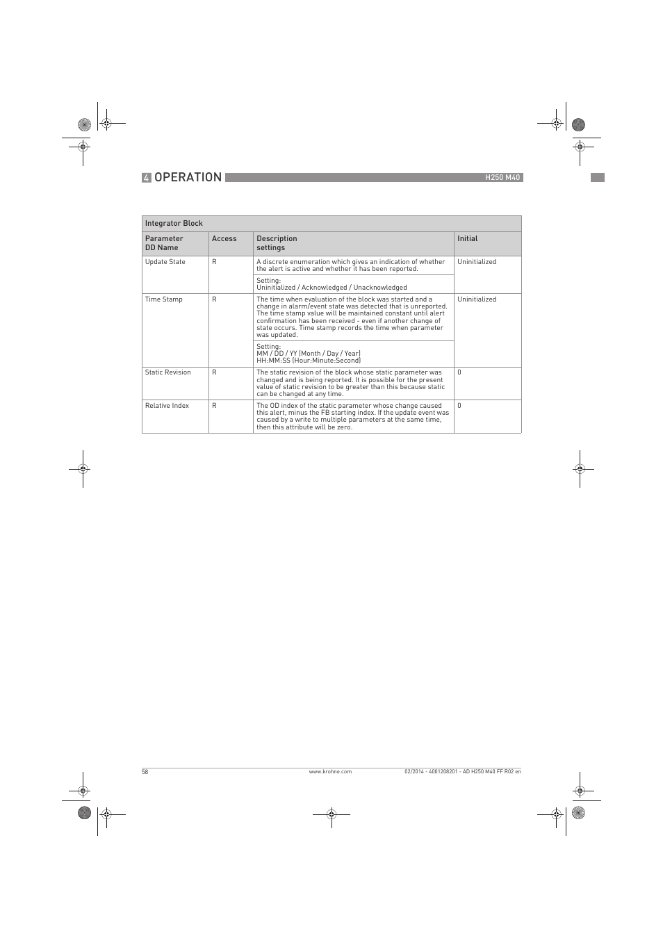 Operation | KROHNE H250 M40 FOUNDATION FIELDBUS User Manual | Page 58 / 76