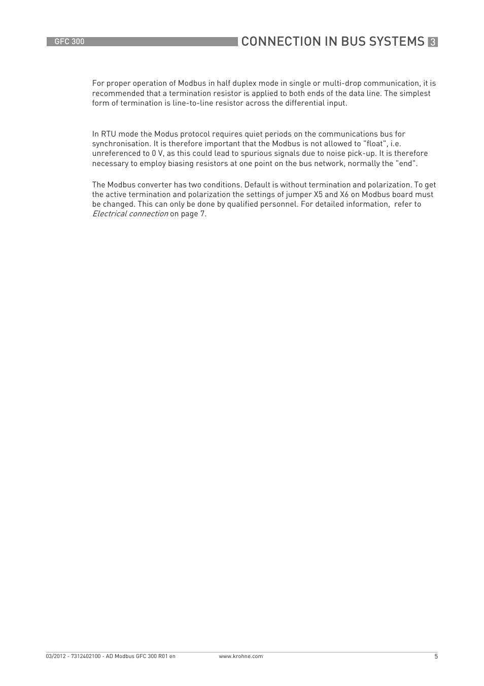 Connection in bus systems | KROHNE GFC 300 Modbus User Manual | Page 5 / 20