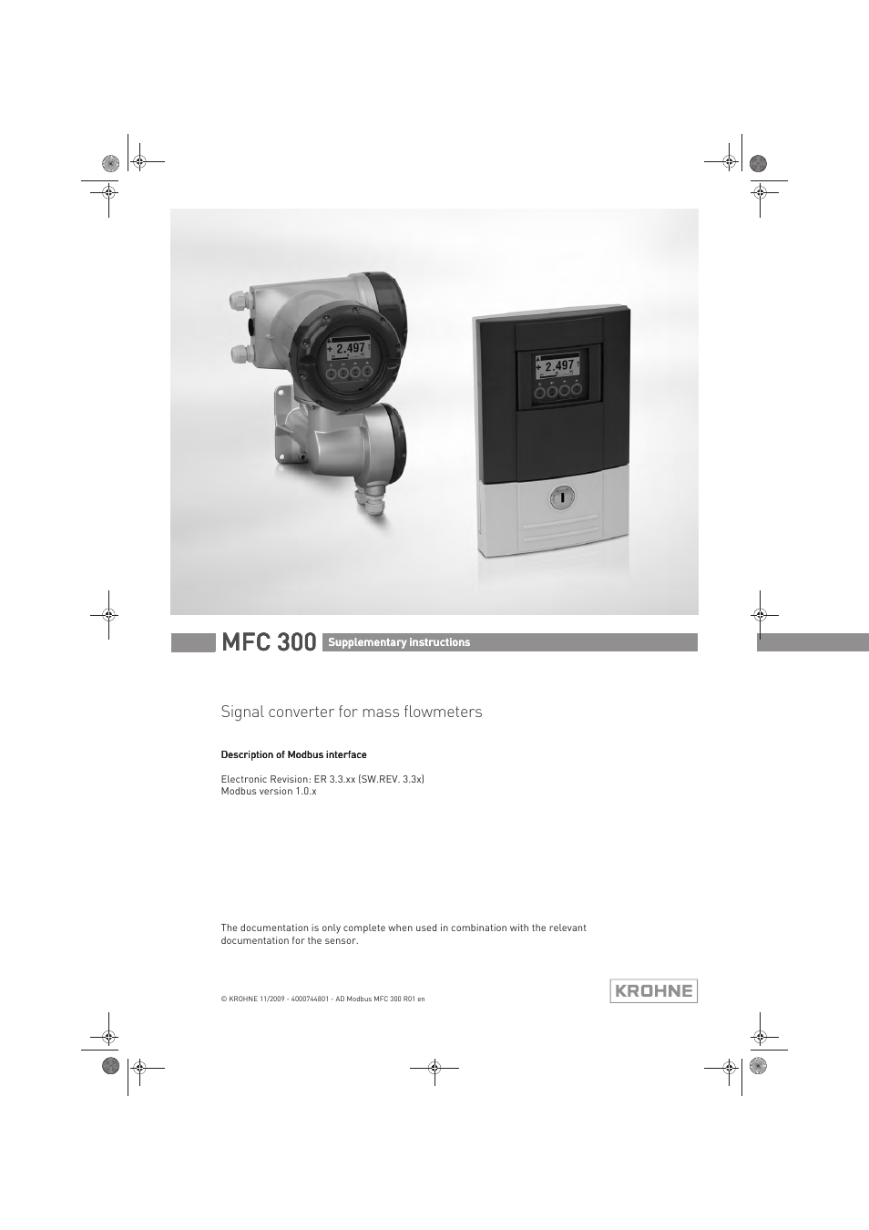 KROHNE MFC 300 Modbus User Manual | 24 pages