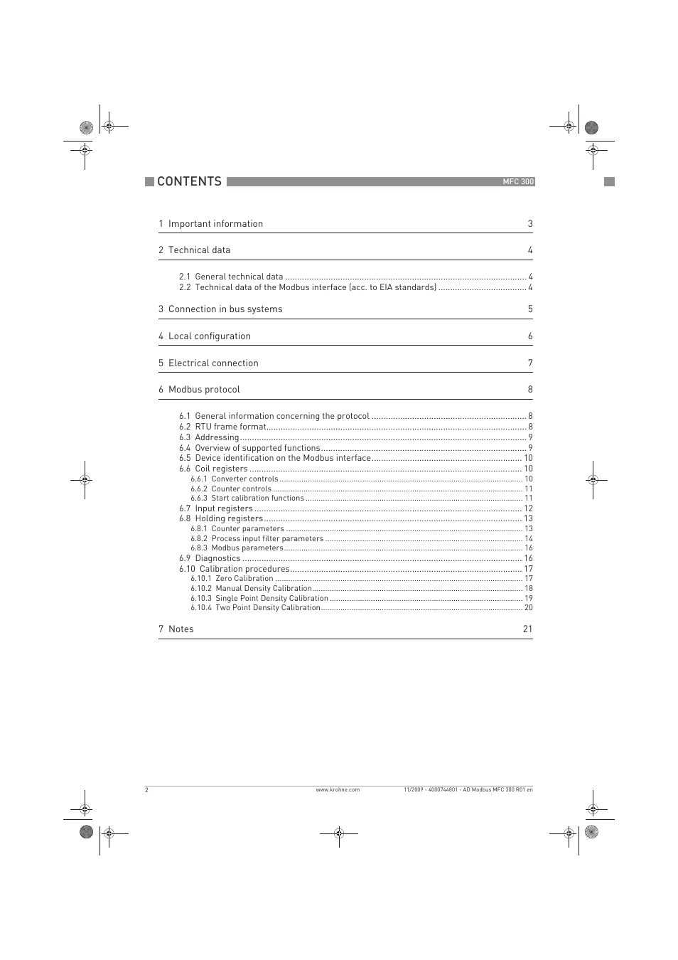 KROHNE MFC 300 Modbus User Manual | Page 2 / 24