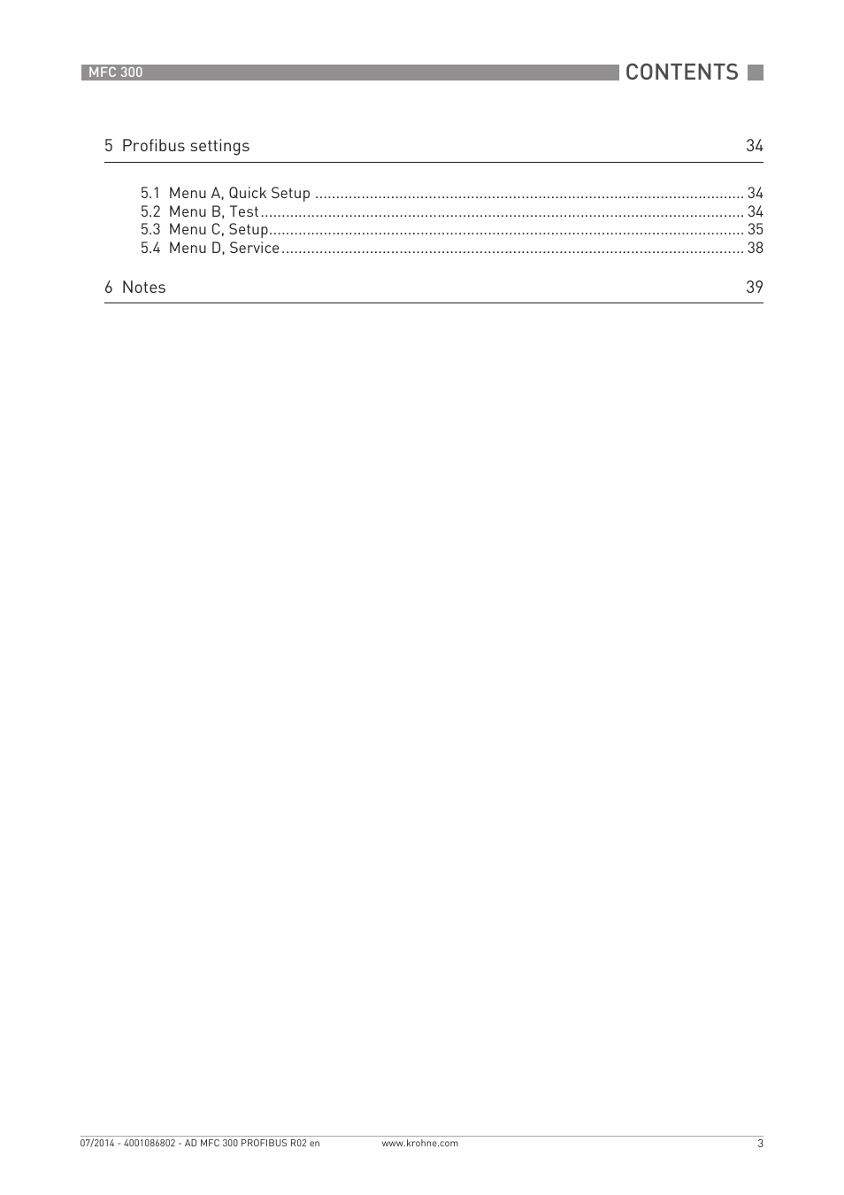 KROHNE MFC 300 Profibus User Manual | Page 3 / 40