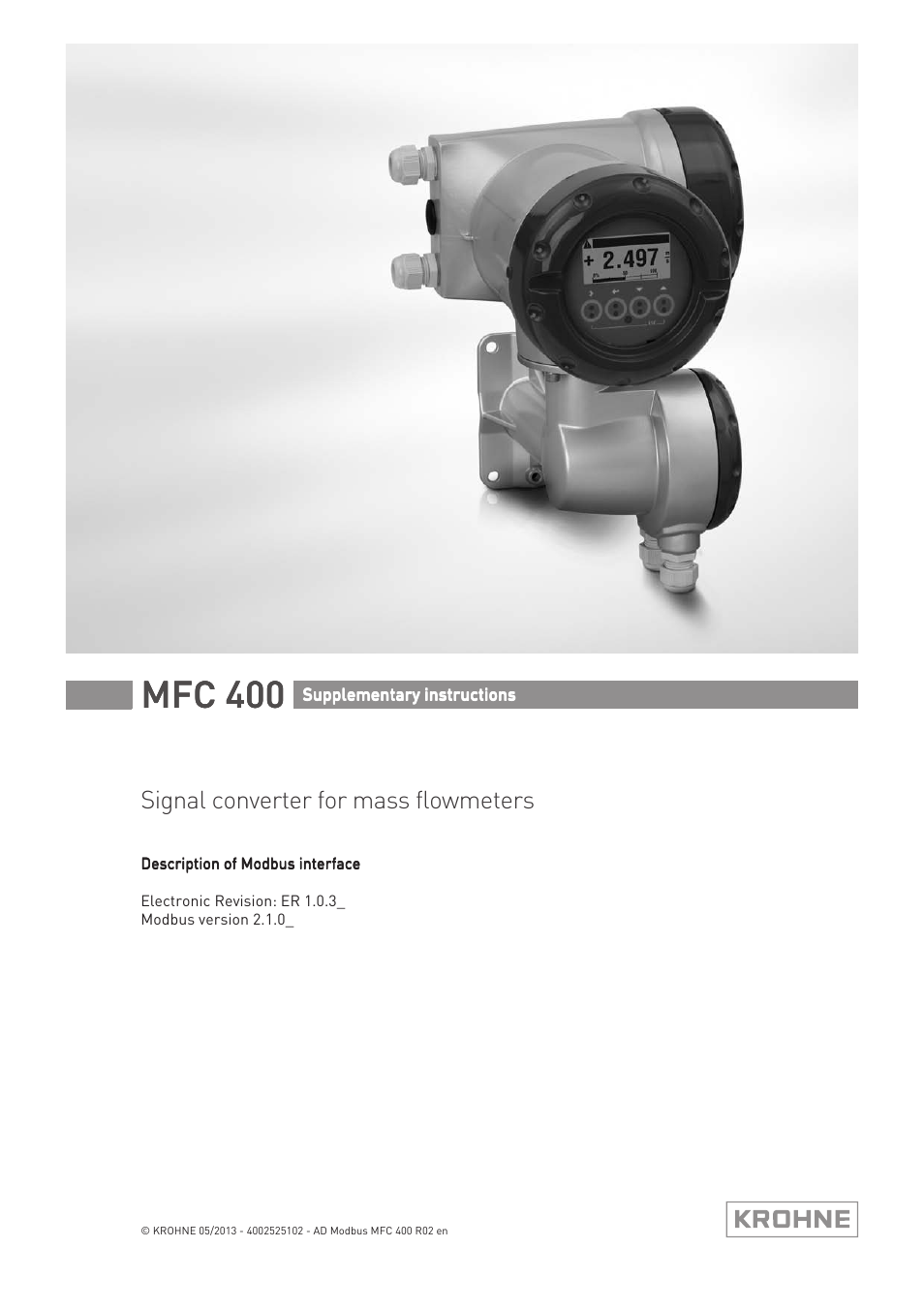 KROHNE MFC 400 Modbus User Manual | 40 pages