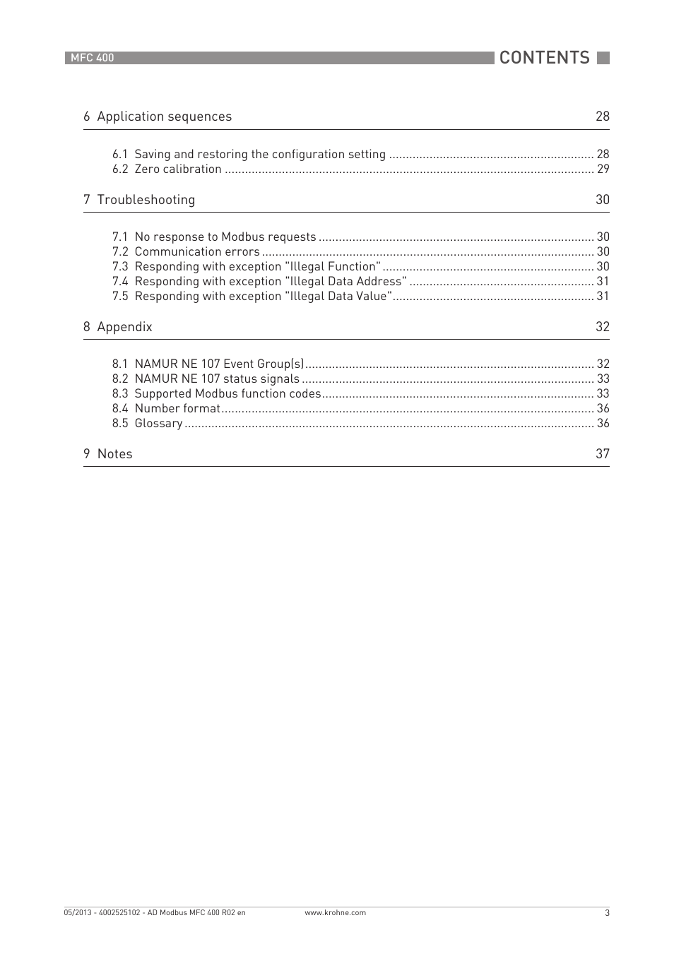 KROHNE MFC 400 Modbus User Manual | Page 3 / 40