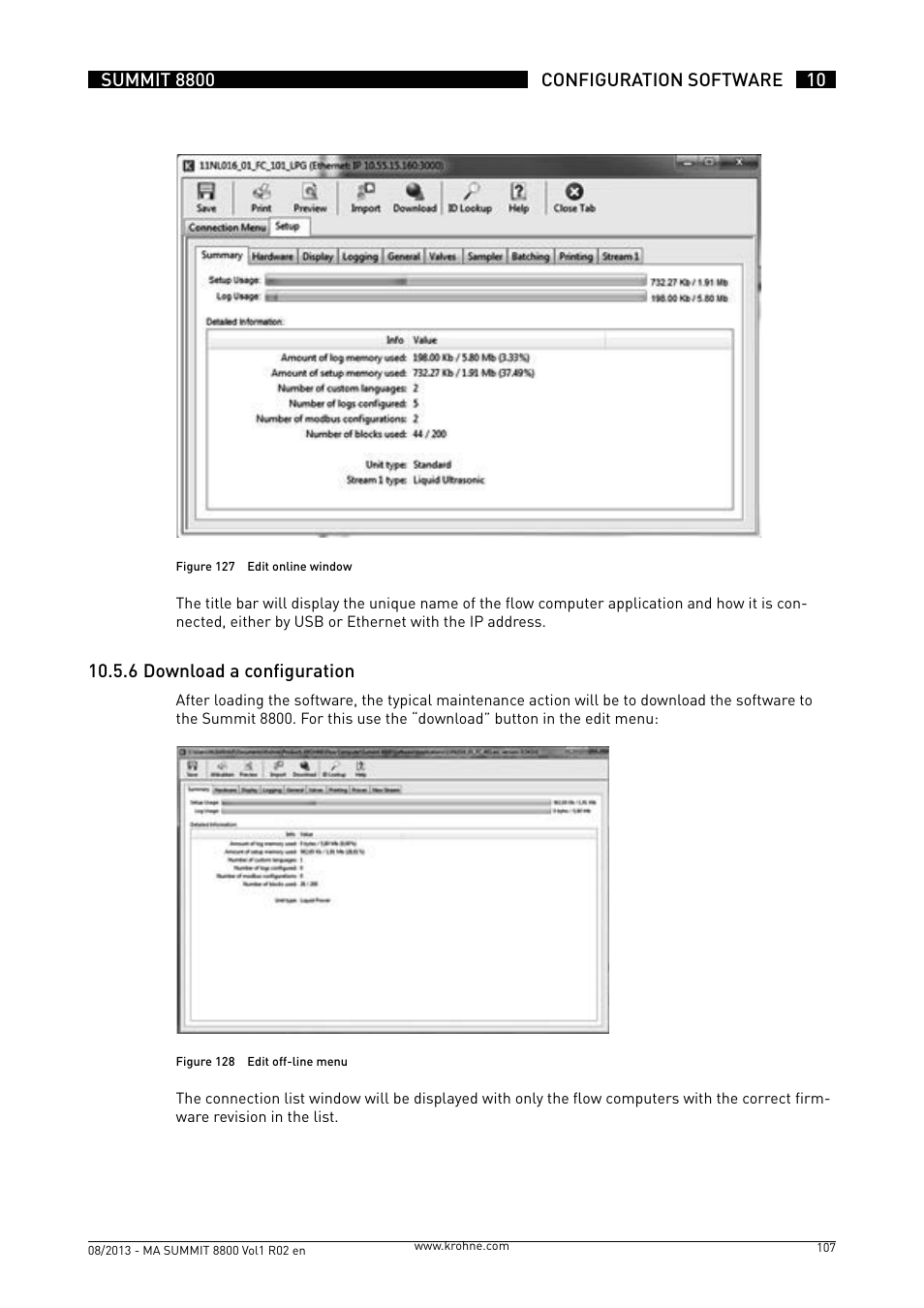 10 .5 .6 download a configuration | KROHNE Summit 8800 Vol 1 User Manual | Page 107 / 143