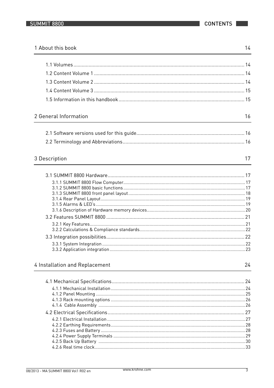 KROHNE Summit 8800 Vol 1 User Manual | Page 3 / 143