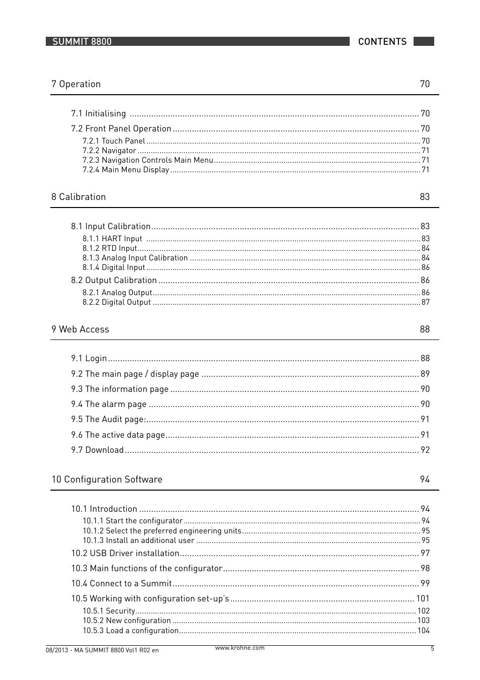 KROHNE Summit 8800 Vol 1 User Manual | Page 5 / 143