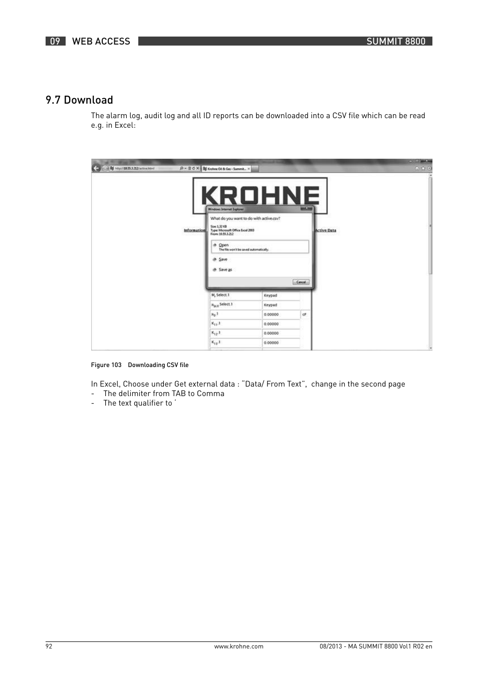 9 .7 download | KROHNE Summit 8800 Vol 1 User Manual | Page 92 / 143