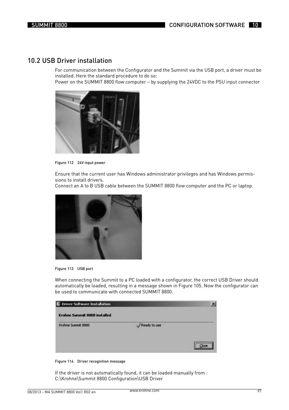 10 .2 usb driver installation | KROHNE Summit 8800 Vol 1 User Manual | Page 97 / 143