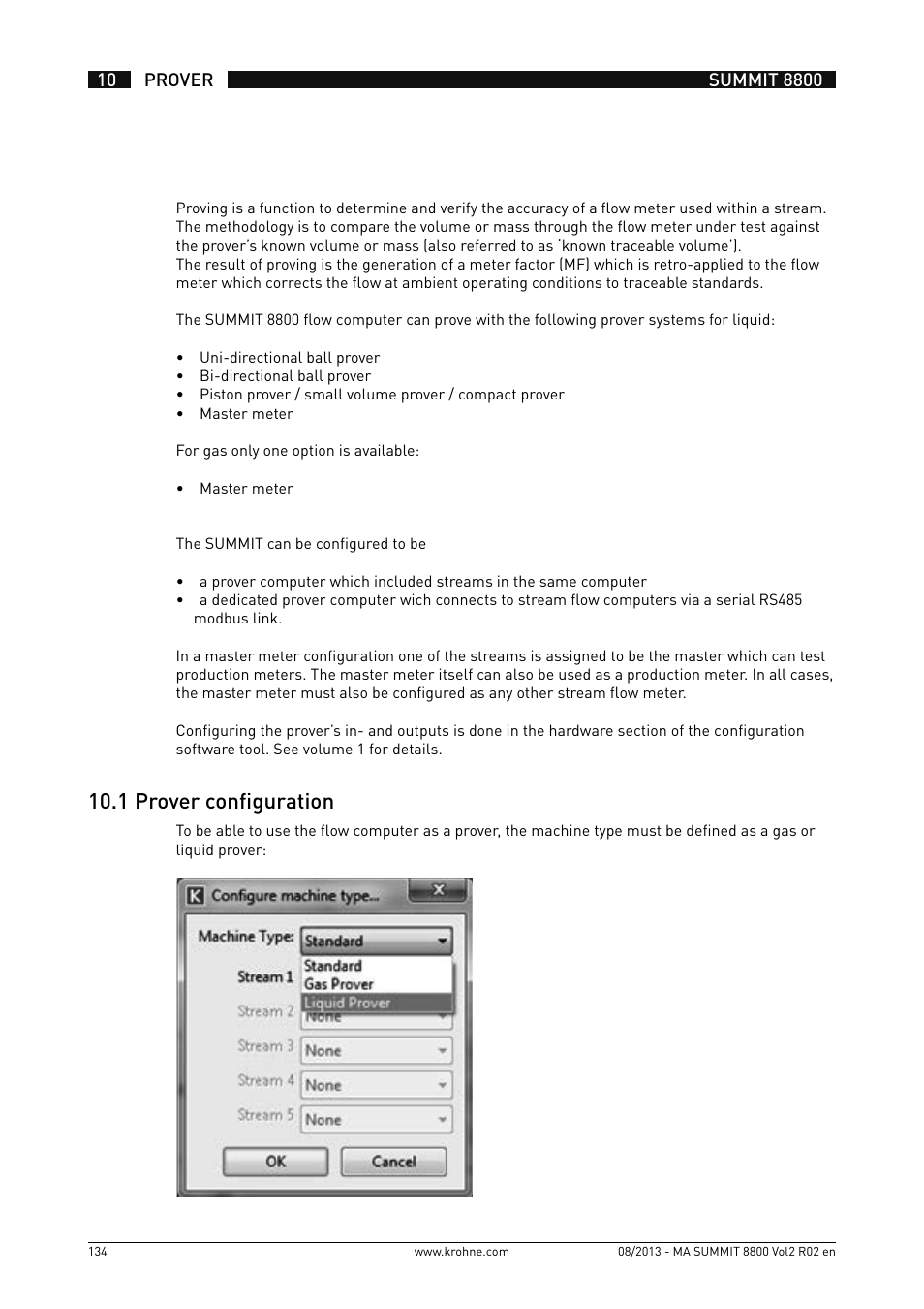 10 .1 prover configuration | KROHNE Summit 8800 Vol 2 User Manual | Page 134 / 187