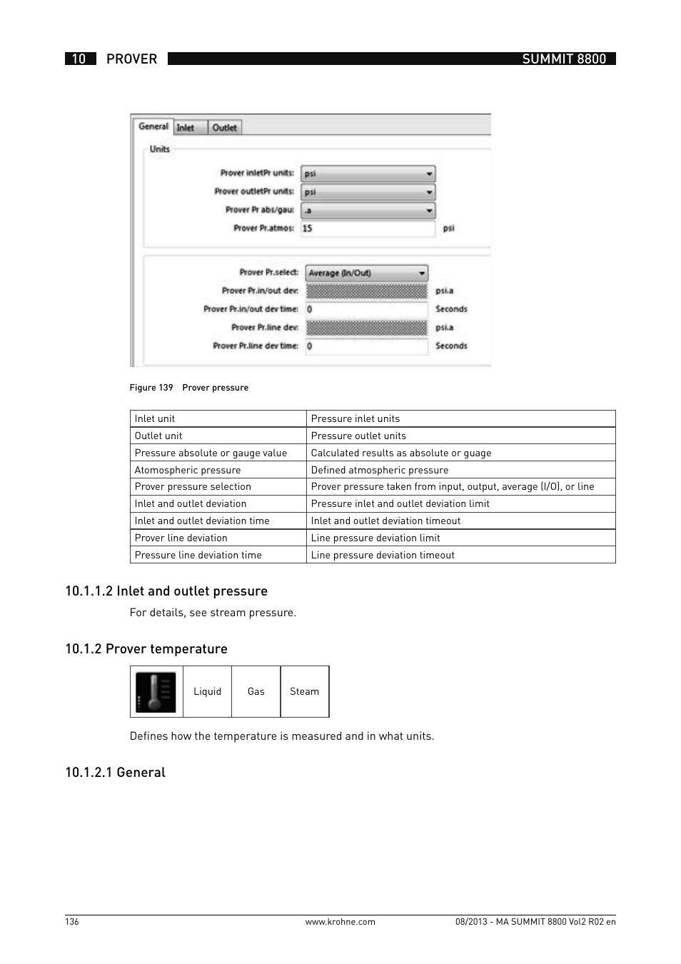 10 .1 .2 prover temperature | KROHNE Summit 8800 Vol 2 User Manual | Page 136 / 187