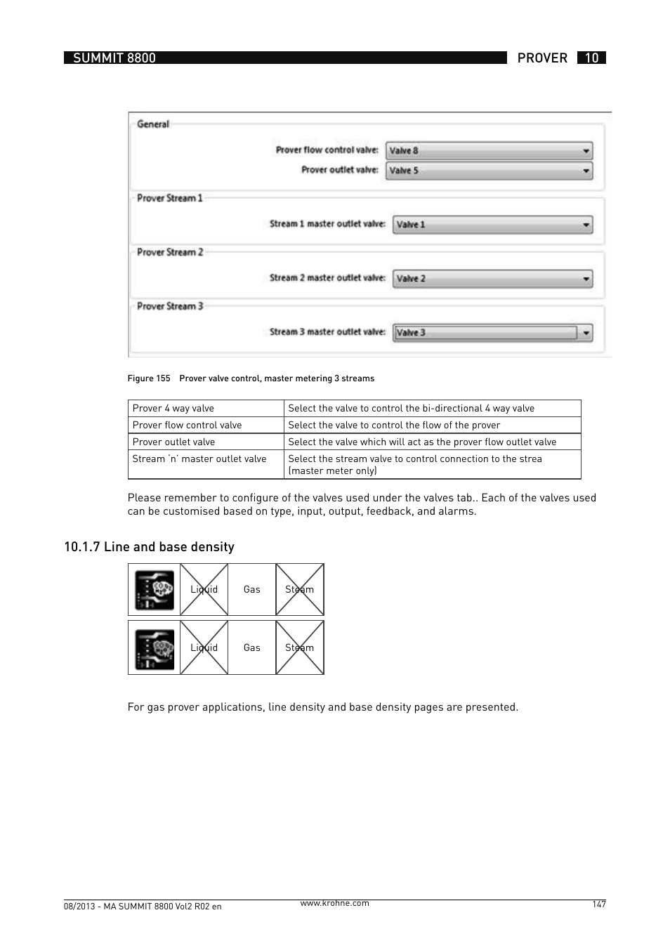 10 .1 .7 line and base density | KROHNE Summit 8800 Vol 2 User Manual | Page 147 / 187