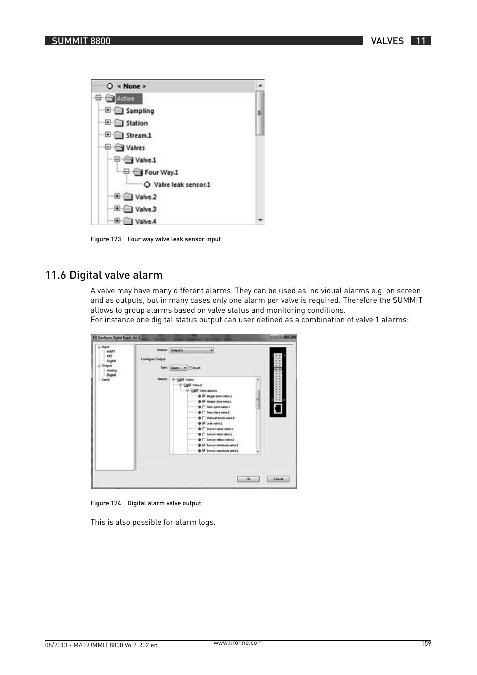 11 .6 digital valve alarm | KROHNE Summit 8800 Vol 2 User Manual | Page 159 / 187