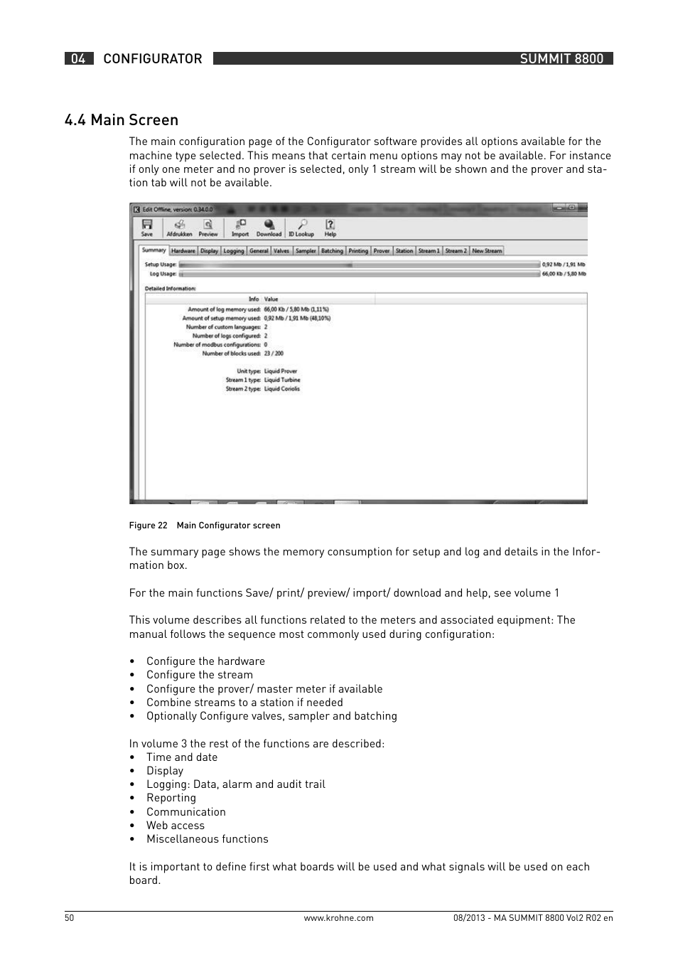 4 .4 main screen | KROHNE Summit 8800 Vol 2 User Manual | Page 50 / 187