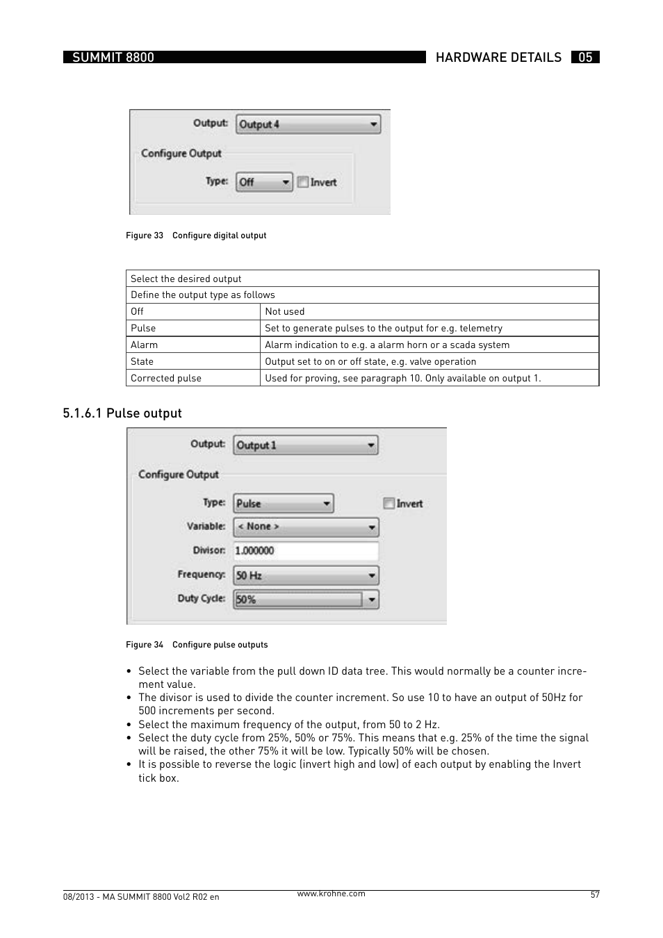5 .1 .6 .1 pulse output | KROHNE Summit 8800 Vol 2 User Manual | Page 57 / 187