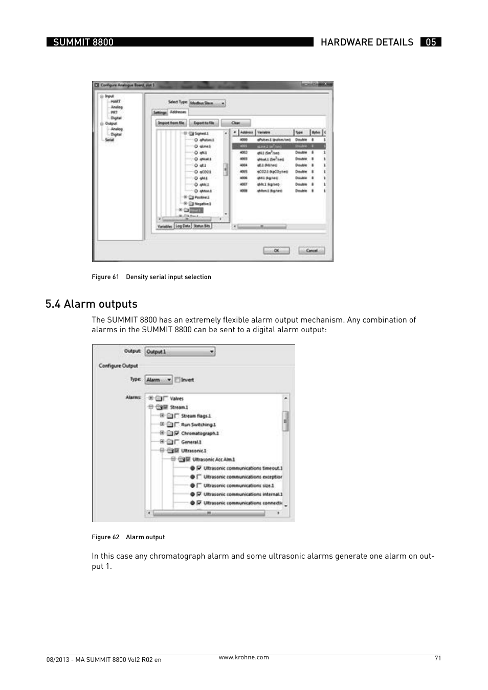 5 .4 alarm outputs | KROHNE Summit 8800 Vol 2 User Manual | Page 71 / 187