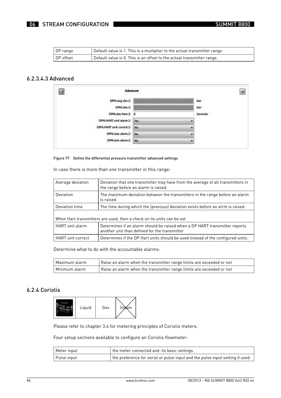 6 .2 .4 coriolis | KROHNE Summit 8800 Vol 2 User Manual | Page 86 / 187