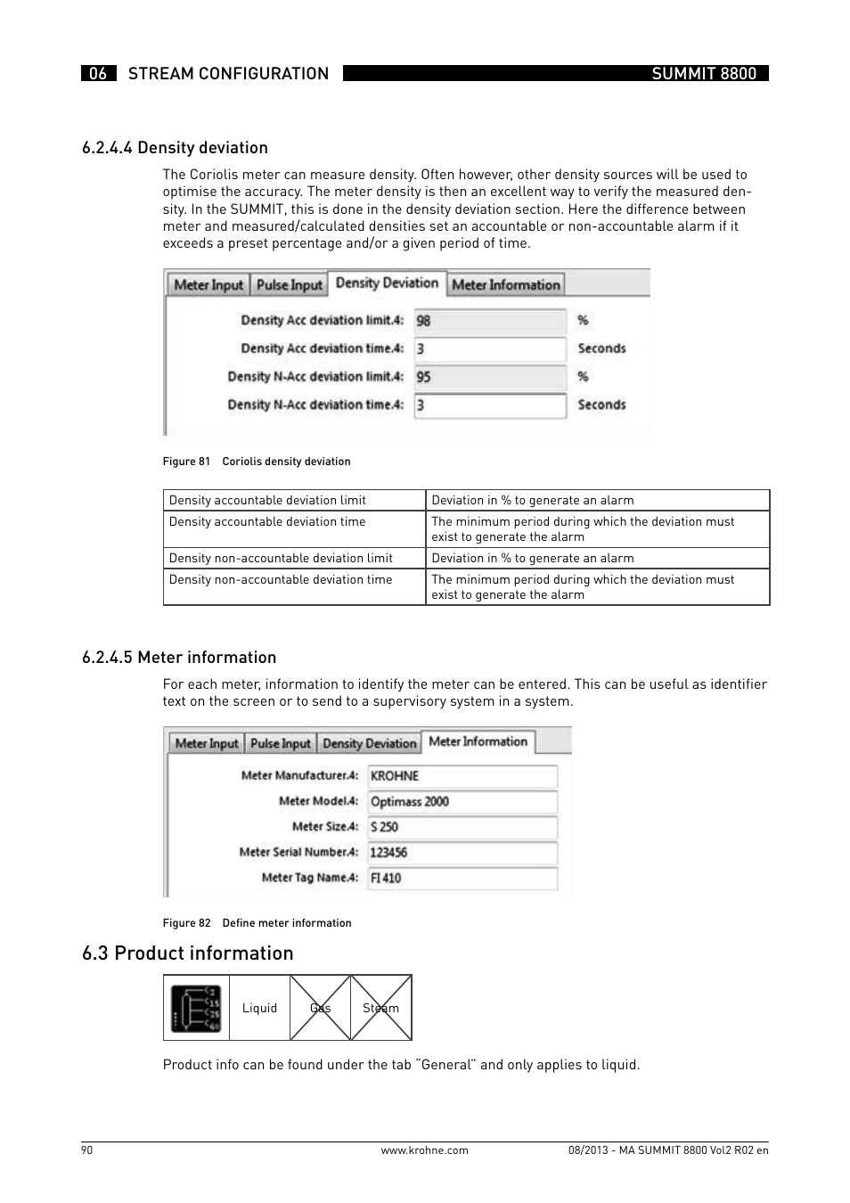 6 .3 product information, 6 .2 .4 .5 meter information | KROHNE Summit 8800 Vol 2 User Manual | Page 90 / 187
