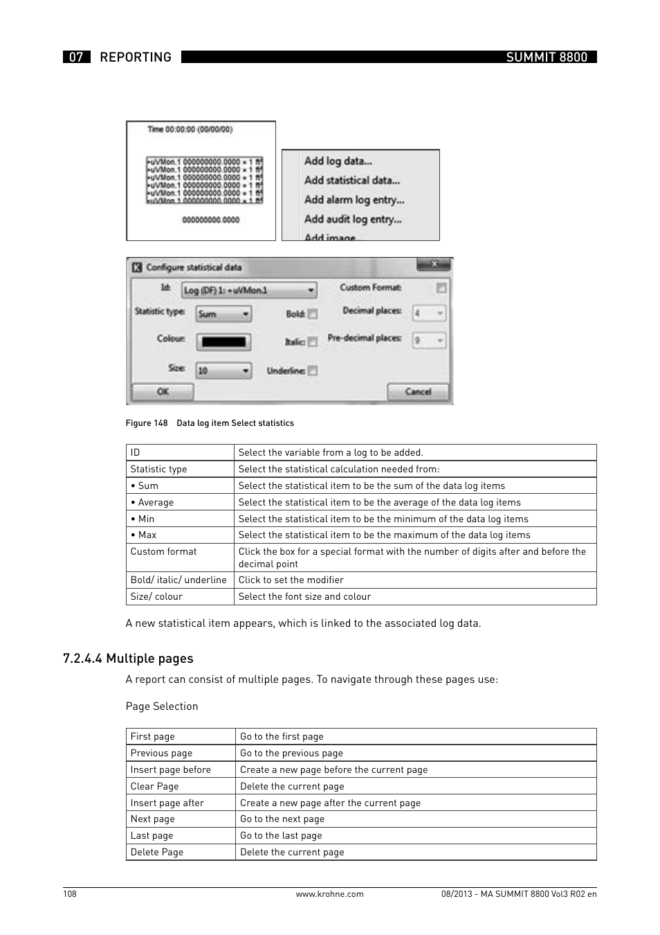 7 .2 .4 .4 multiple pages | KROHNE Summit 8800 Vol 3 User Manual | Page 108 / 171