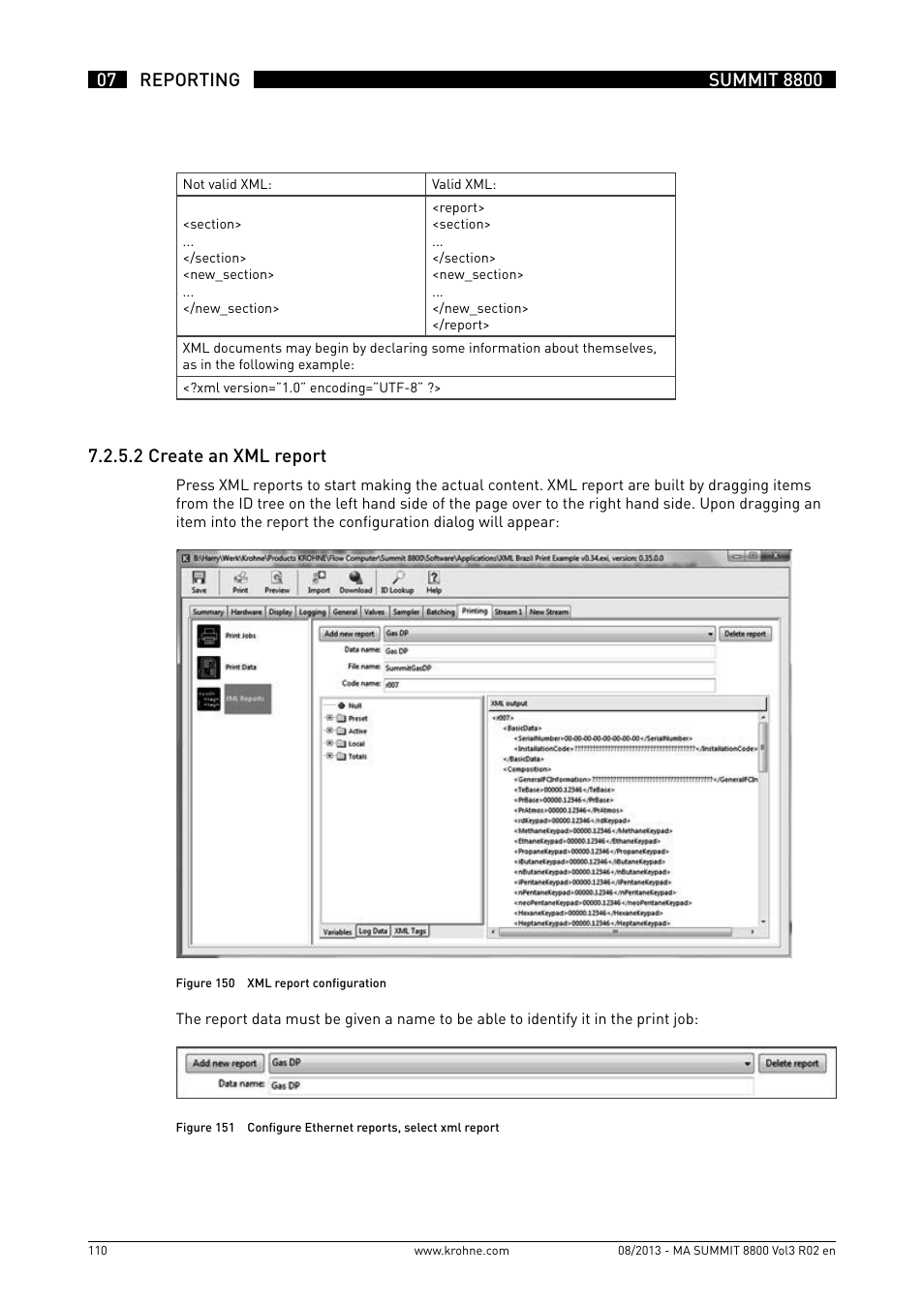 7 .2 .5 .2 create an xml report | KROHNE Summit 8800 Vol 3 User Manual | Page 110 / 171
