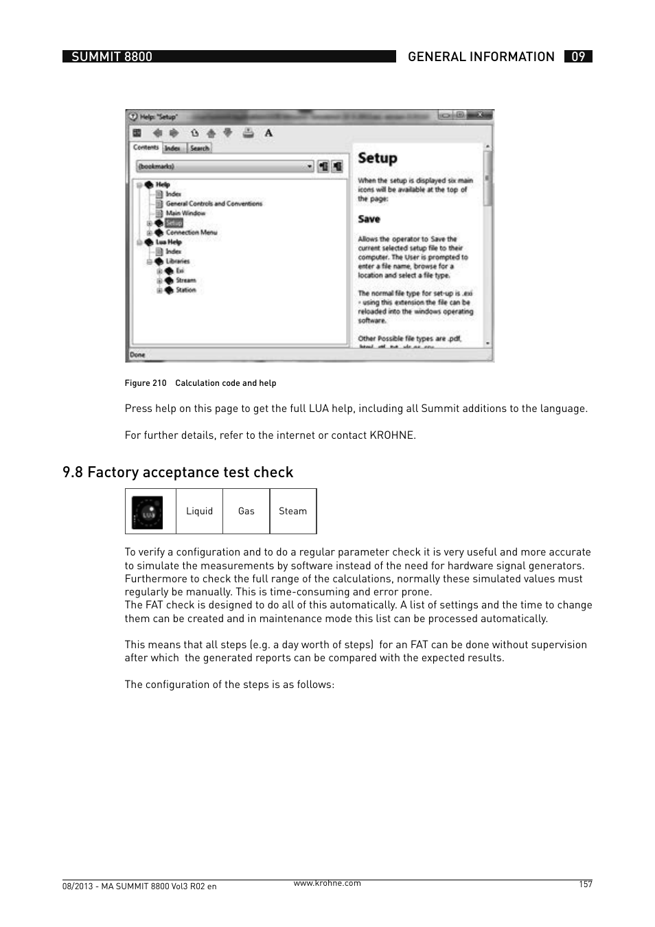 9 .8 factory acceptance test check | KROHNE Summit 8800 Vol 3 User Manual | Page 157 / 171