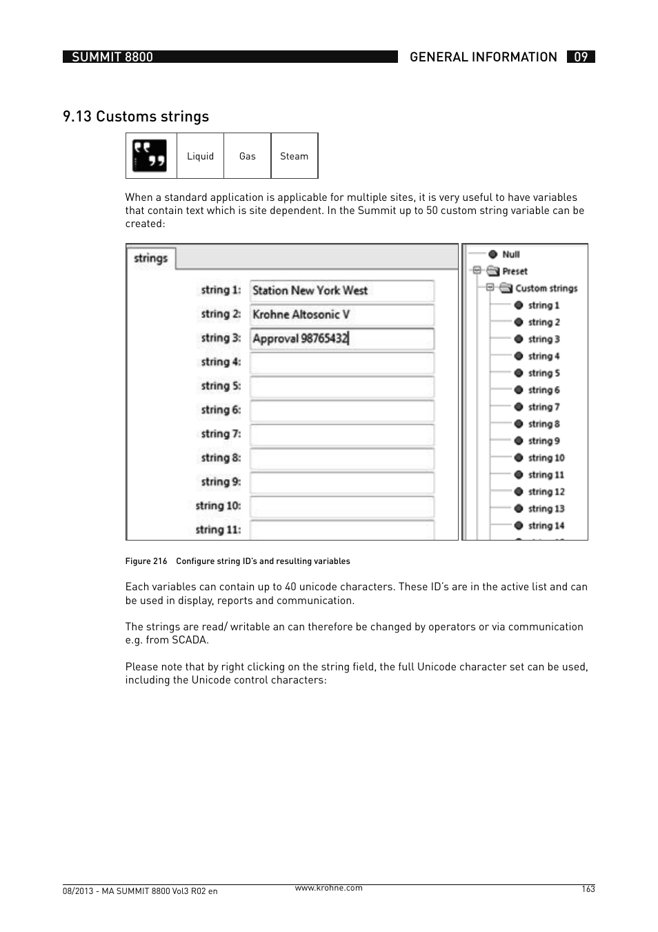 9 .13 customs strings | KROHNE Summit 8800 Vol 3 User Manual | Page 163 / 171