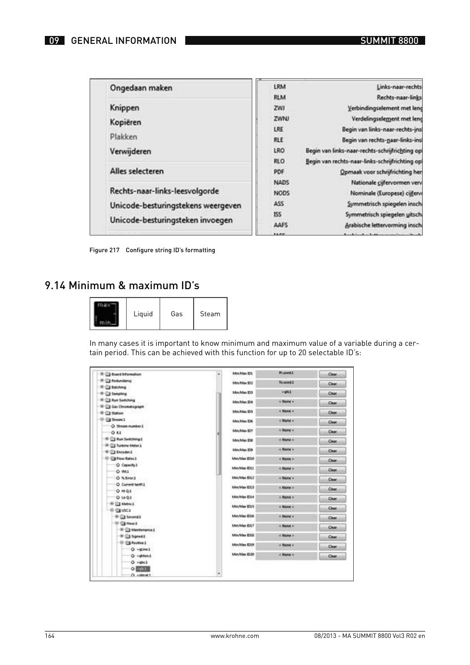 9 .14 minimum & maximum id’s | KROHNE Summit 8800 Vol 3 User Manual | Page 164 / 171