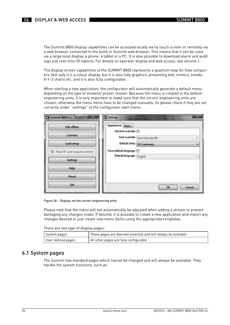 6 .1 system pages | KROHNE Summit 8800 Vol 3 User Manual | Page 36 / 171