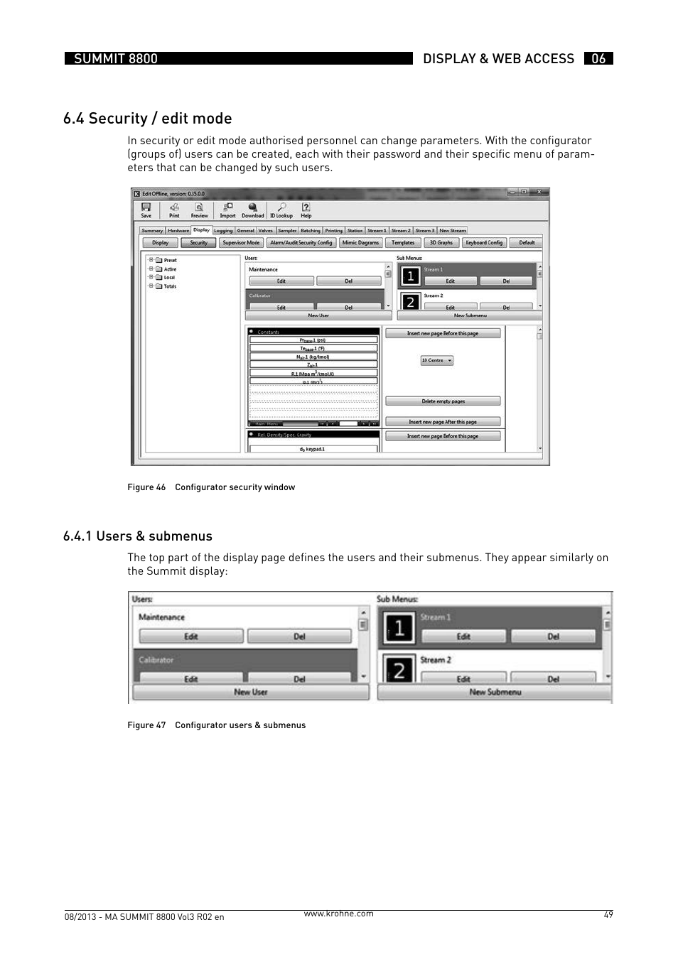6 .4 security / edit mode | KROHNE Summit 8800 Vol 3 User Manual | Page 49 / 171