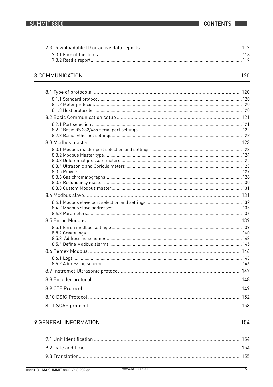 KROHNE Summit 8800 Vol 3 User Manual | Page 5 / 171