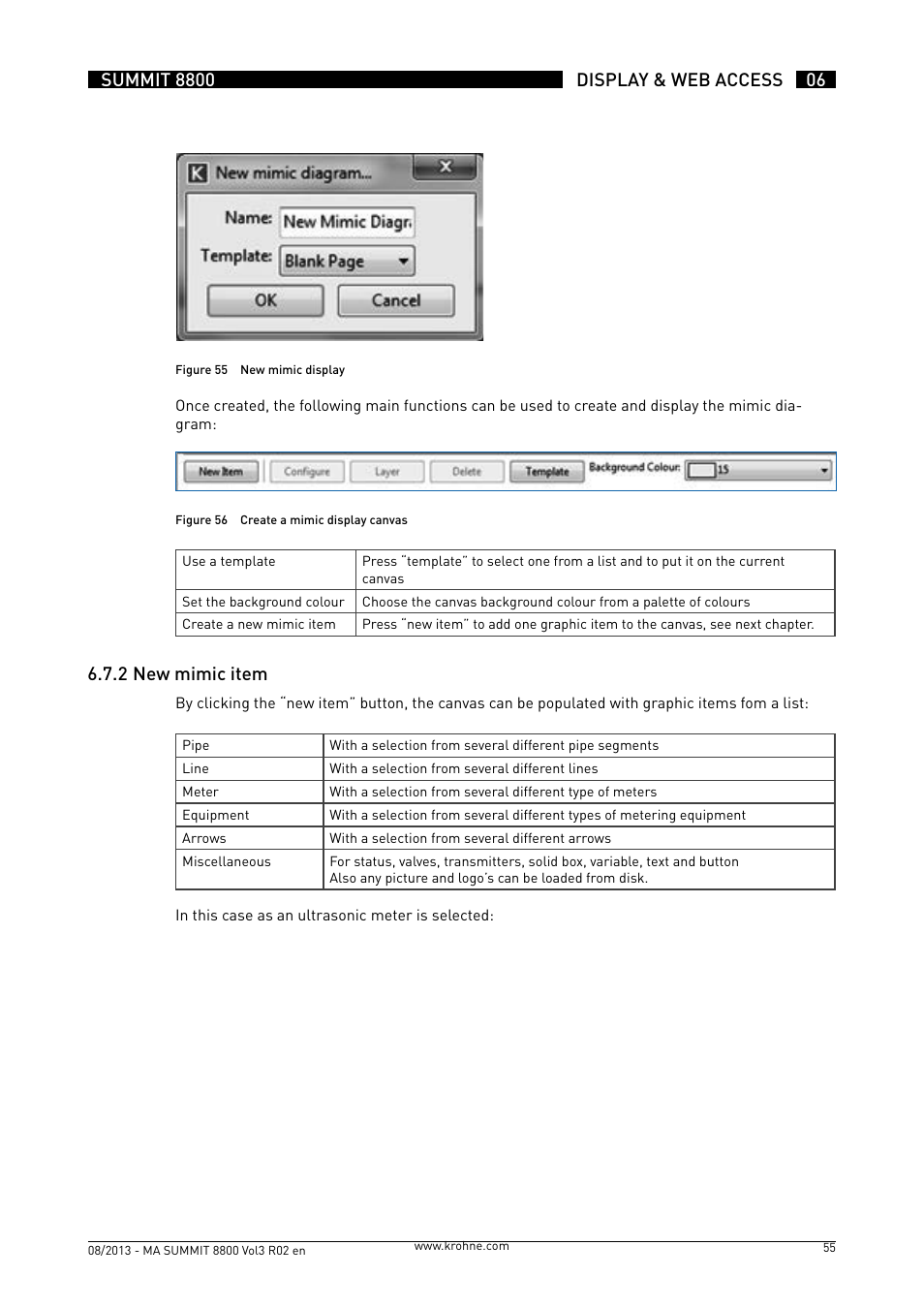 6 .7 .2 new mimic item | KROHNE Summit 8800 Vol 3 User Manual | Page 55 / 171