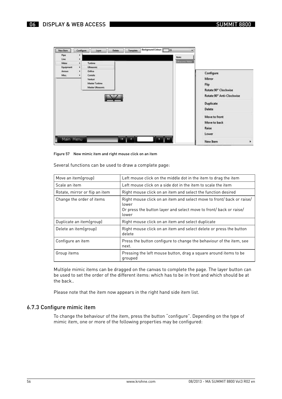 6 .7 .3 configure mimic item | KROHNE Summit 8800 Vol 3 User Manual | Page 56 / 171