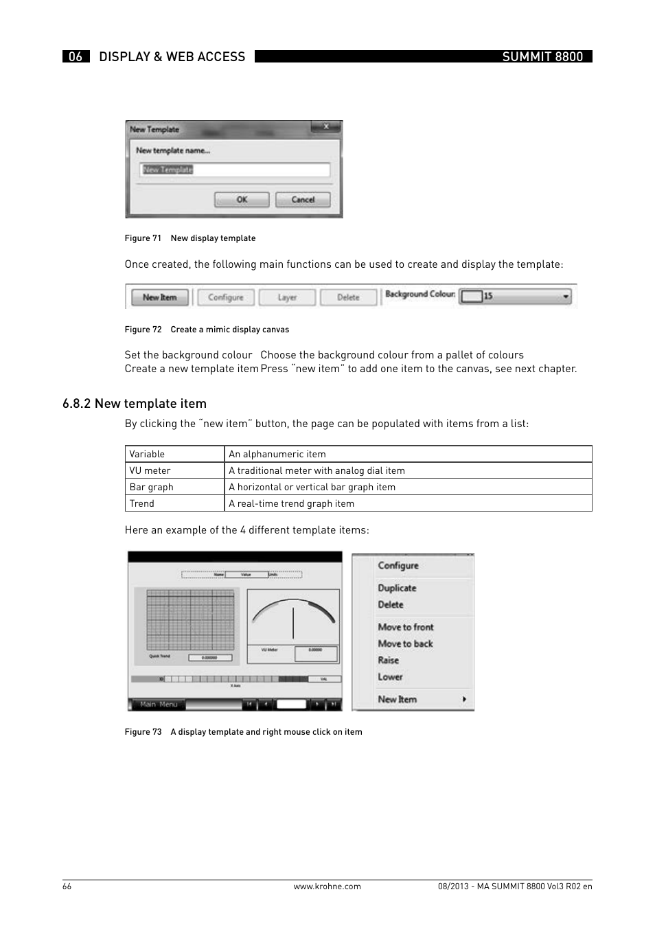 6 .8 .2 new template item | KROHNE Summit 8800 Vol 3 User Manual | Page 66 / 171
